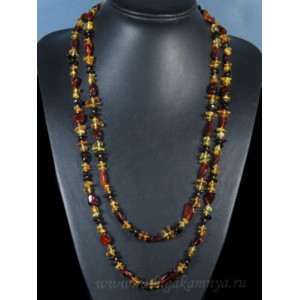 Бусы из янтаря галтовка, крошка коньячный, медовый, кофейный, 140см Бусы из янтаря галтовка, крошка коньячный, медовый, кофейный, 140см