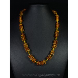 Бусы из янтаря диски с шариком медовый, 29,8гр, 56см