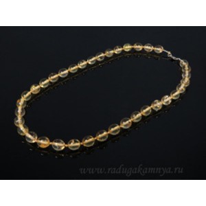 Бусы из янтаря (имитация) шарик 10мм лимонный, 50см