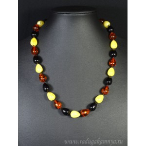 Бусы из янтаря капелька 10*13мм молочный, св.коньячный, вишня, 49см