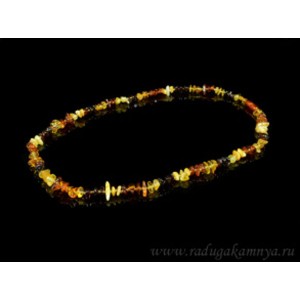 Бусы из янтаря крошка ассорти радуга, 50см