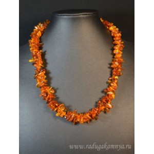 Бусы из янтаря крошка двойная коньячный, 50см Бусы из янтаря крошка двойная коньячный, 50см