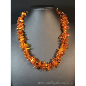 Бусы из янтаря крошка двойная коньячный, 50см Бусы из янтаря крошка двойная коньячный, 50см