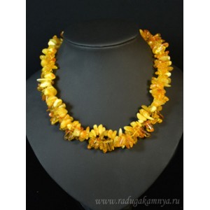 Бусы из янтаря крошка двойная молочный, медовый, 46см