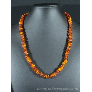 Бусы из янтаря крошка коньячный, 52см