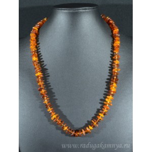 Бусы из янтаря крошка коньячный, 54см