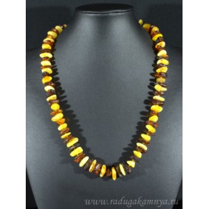 Бусы из янтаря крошка крупная молочный, коньячный, 53см