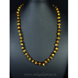 Бусы из янтаря крошка лимонный, коньячный, 55см