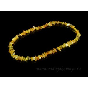 Бусы из янтаря крошка медовый, молочный, зеленый, 48см