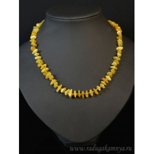 Бусы из янтаря крошка молочно-медовый, 46см