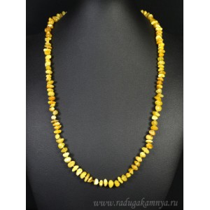 Бусы из янтаря крошка молочно-медовый, 60см