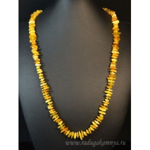 Бусы из янтаря крошка молочно-медовый, 65см