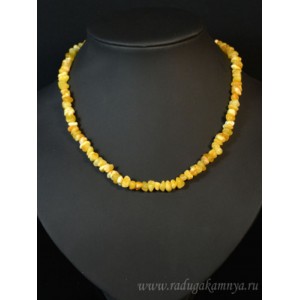 Бусы из янтаря крошка молочный, 21,7гр, 46см.