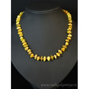 Бусы из янтаря крошка молочный, 46см