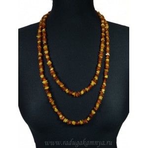 Бусы из янтаря крошка молочный, коньячный, 150см