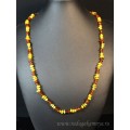 Бусы из янтаря крошка молочный, коньячный, 65см