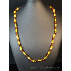 Бусы из янтаря крошка молочный, коньячный, 65см