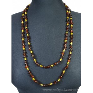 Бусы из янтаря крошка с шариком коньячный, лимонный, 150см