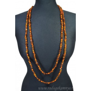 Бусы из янтаря крошка с шариком св.коньячный, карамельный, 200см
