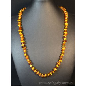 Бусы из янтаря крошка средняя медовый, коньячный, 60см