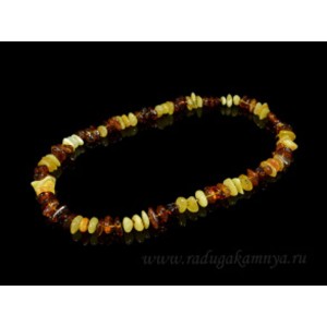 Бусы из янтаря крошка средняя молочный, коньячный, 50см Бусы из янтаря крошка средняя молочный, коньячный, 50см