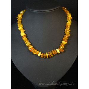 Бусы из янтаря крошка средняя молочный, медовый, 45см