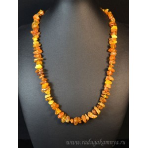 Бусы из янтаря крошка средняя молочный, св.коньячный, 57см