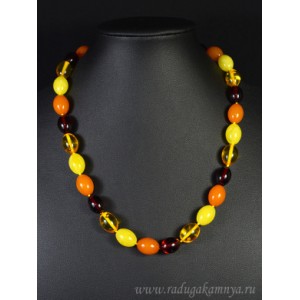 Бусы из янтаря овал 11*14мм лимонный, молочный, карамельный, вишня, 47см Бусы из янтаря овал 11*14мм лимонный, молочный, карамельный, вишня, 47см