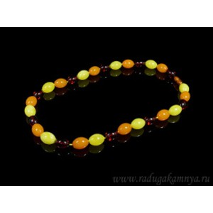 Бусы из янтаря овал 11*14мм молочно-медовый, карамельный, вишня, 47см