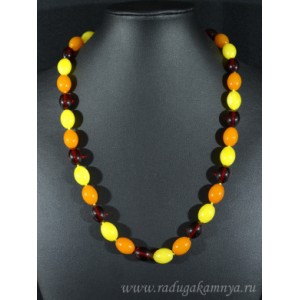 Бусы из янтаря овал 11*14мм молочно-медовый, карамельный, вишня, 54см