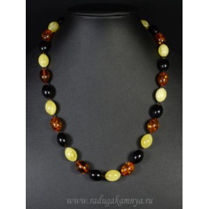 Бусы из янтаря овал 11*14мм молочный, коньячный, вишня, 47см Бусы из янтаря овал 11*14мм молочный, коньячный, вишня, 47см