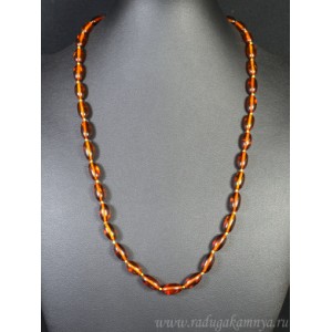 Бусы из янтаря овальчик 7*12мм коньячный, 56см