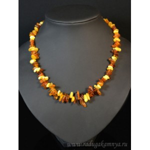 Бусы из янтаря рожки молочный, коньячный, 47см