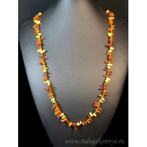 Бусы из янтаря рожки молочный, коньячный, 85см