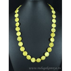 Бусы из янтаря круг 14мм молочный, 54см