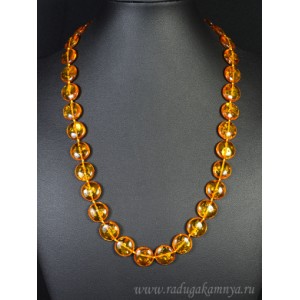Бусы из янтаря круг 14мм св.коньячный, 53см