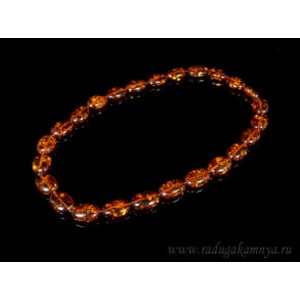 Бусы из янтаря овал 13*18мм коньячный, 47см