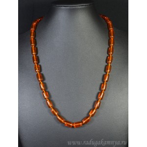 Бусы из янтаря цилиндр 7*13мм св.коньячный, 53см