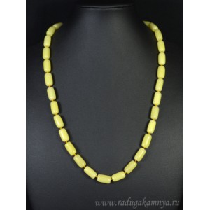 Бусы из янтаря цилиндр 7*14мм молочный, 53см