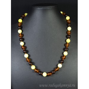 Бусы из янтаря шарик 10мм ассорти, 52см