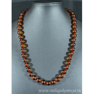 Бусы из янтаря шарик 10мм коньячный, 53см