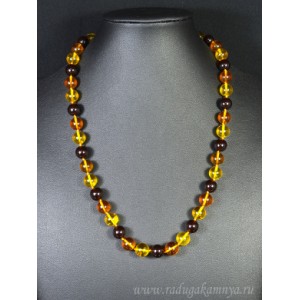 Бусы из янтаря шарик 10мм лимонный, медовый, вишня, 52см