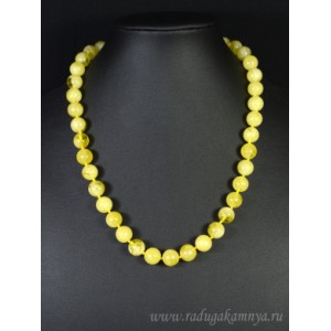 Бусы из янтаря шарик 10мм молочный, 47см