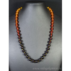 Бусы из янтаря шарик 10мм радуга лимонно-медовый-вишневый, 55см