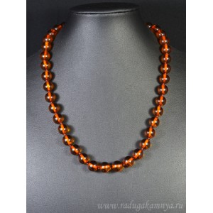 Бусы из янтаря (иск.) шарик 10мм св.коньячный, 50см