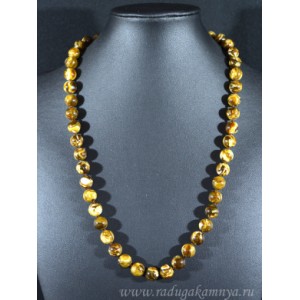 Бусы из янтаря шарик 10мм шоколадно-молочный, 55см