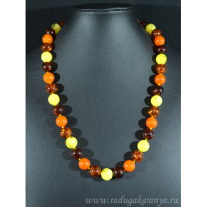 Бусы из янтаря шарик 12мм лимонно-молочный, карамельный, св.коньячный, коньячный, 54см