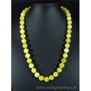 Бусы из янтаря шарик 12мм молочный, 54см