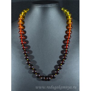 Бусы из янтаря шарик 12мм радуга лимонно-вишневый, 54см