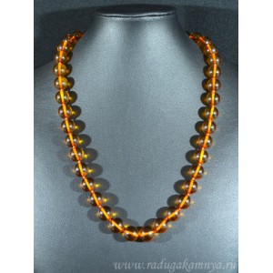 Бусы из янтаря шарик 12мм св.коньячный, 54см